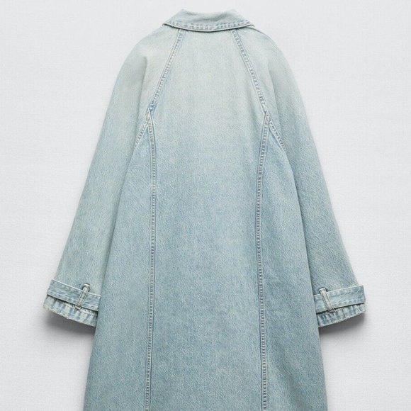 Zara Blue Denim Trench Coat - Picture 13 of 16